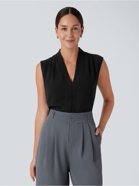 Halara V Neck Sleeveless Work Blouse in Black Size S